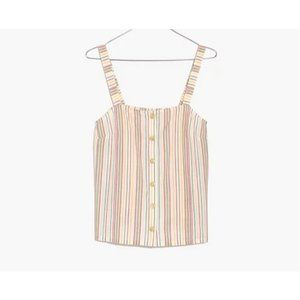 Madewell Button Front Textured Rainbow Stripe Tank